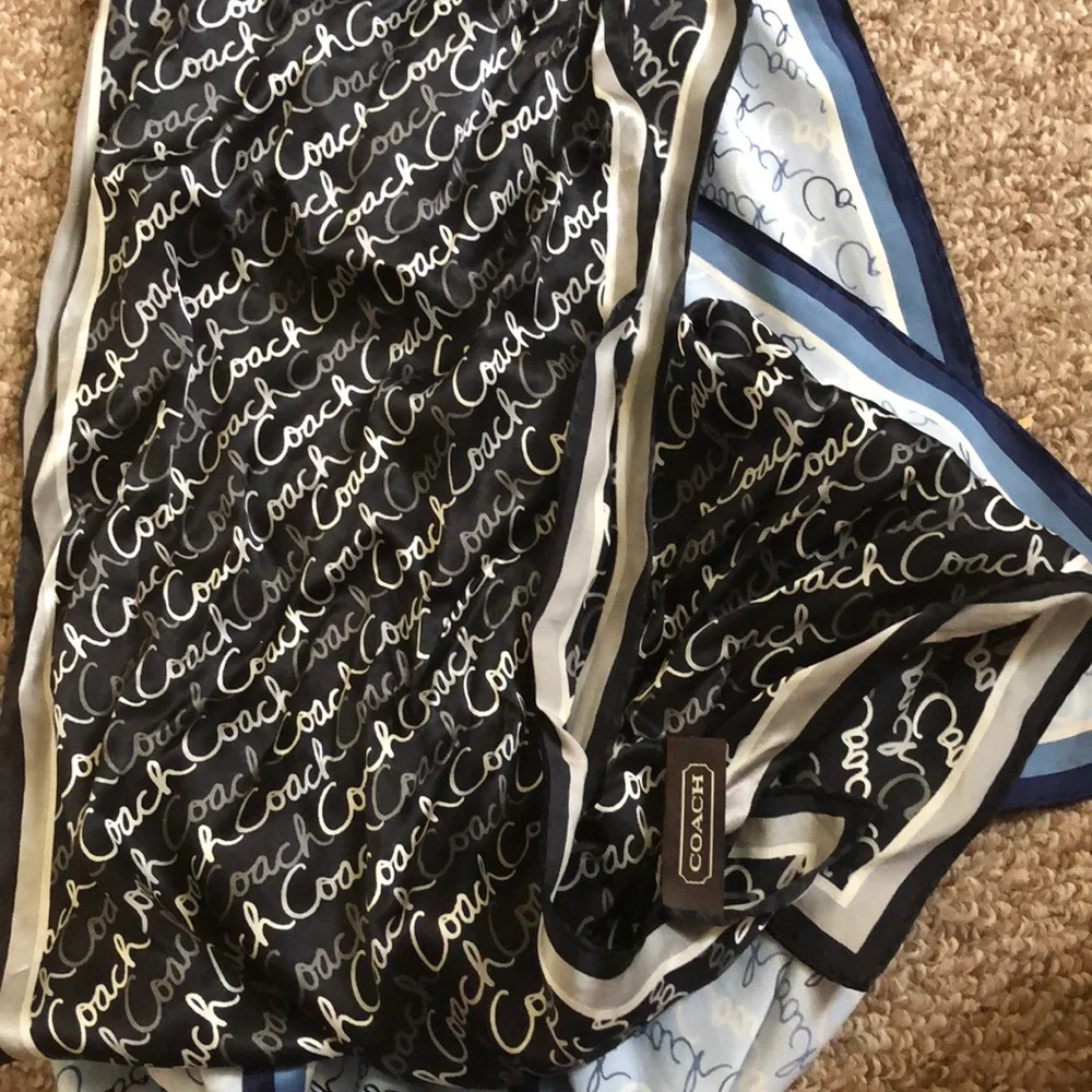 🌚Black coach silk scarf/handle wrap🌚